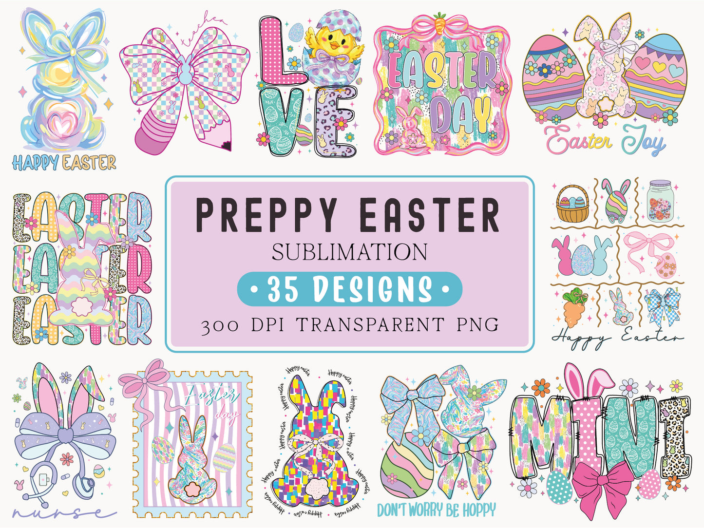 Preppy Easter PNG Sublimation Designs Bundle