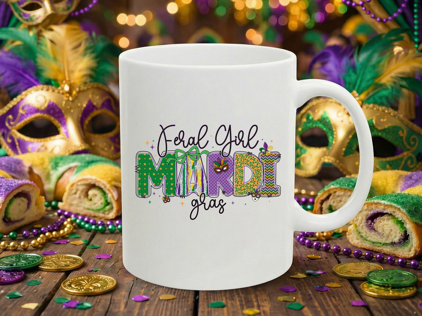 Preppy Feral Girl Mardi Gras Sublimation PNG