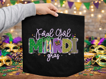 Preppy Feral Girl Mardi Gras Sublimation PNG