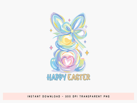 Preppy Happy Easter Bunny PNG Sublimation