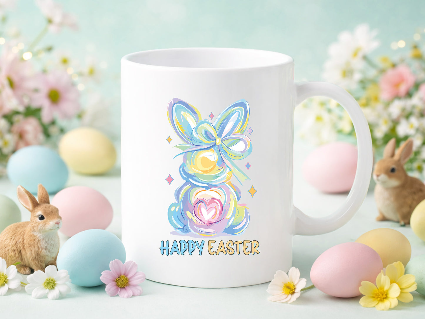 Preppy Happy Easter Bunny PNG Sublimation