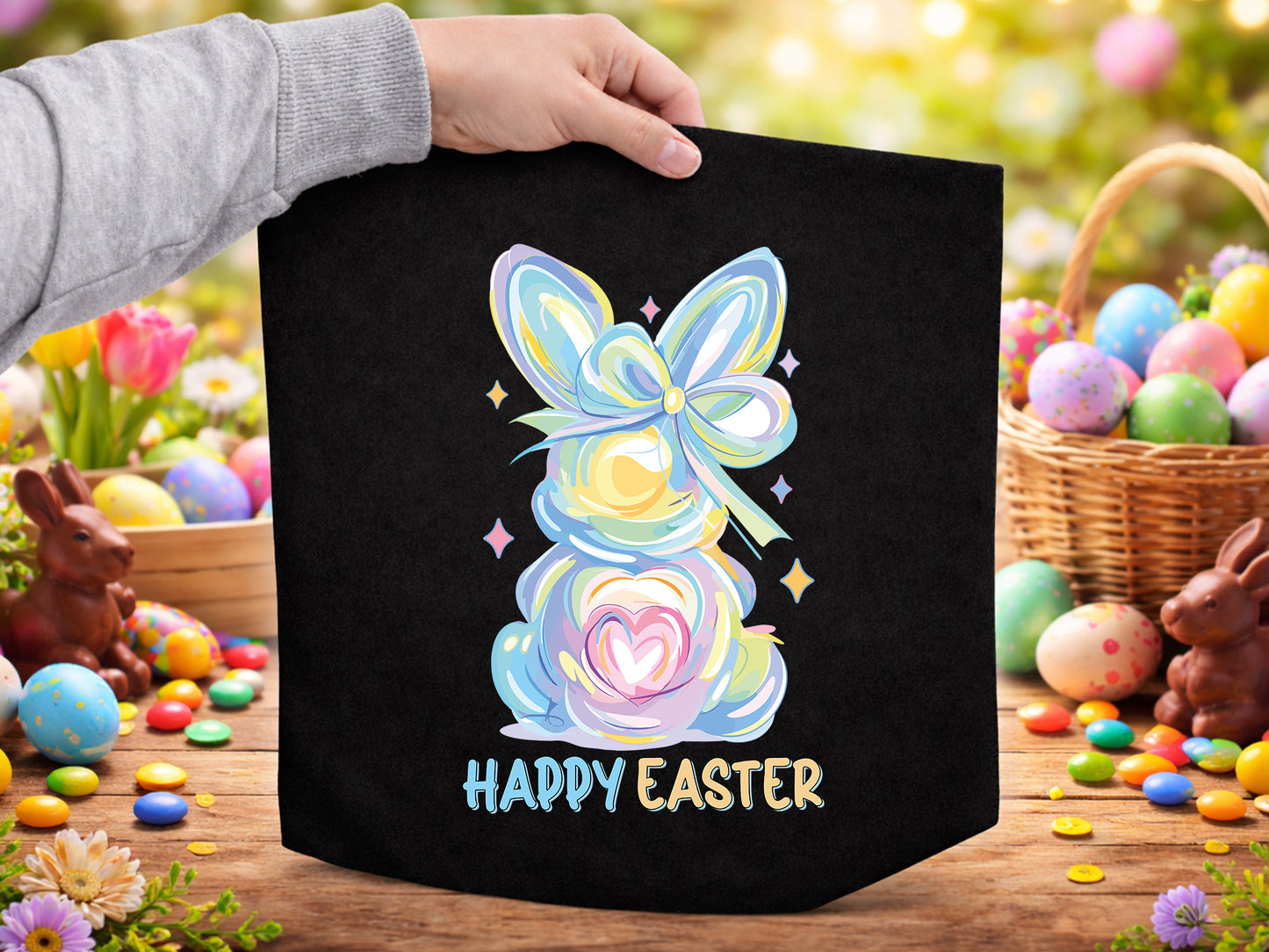 Preppy Happy Easter Bunny PNG Sublimation