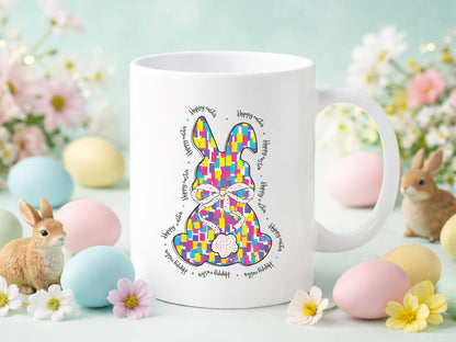 Preppy Happy Easter Bunny Sublimation Design