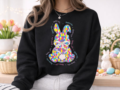 Preppy Happy Easter Bunny Sublimation Design