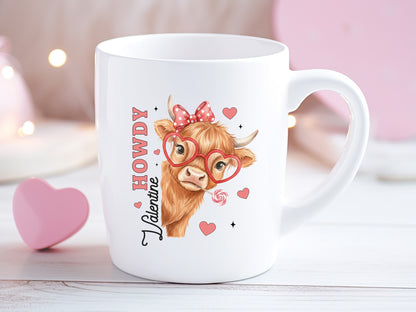 Preppy Howdy Valentine Highland Cow PNG