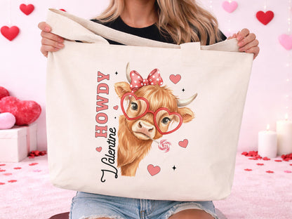 Preppy Howdy Valentine Highland Cow PNG