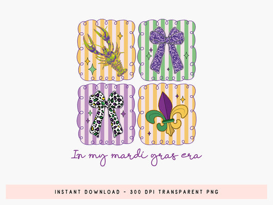 Preppy In My Mardi Gras Era Sublimation PNG