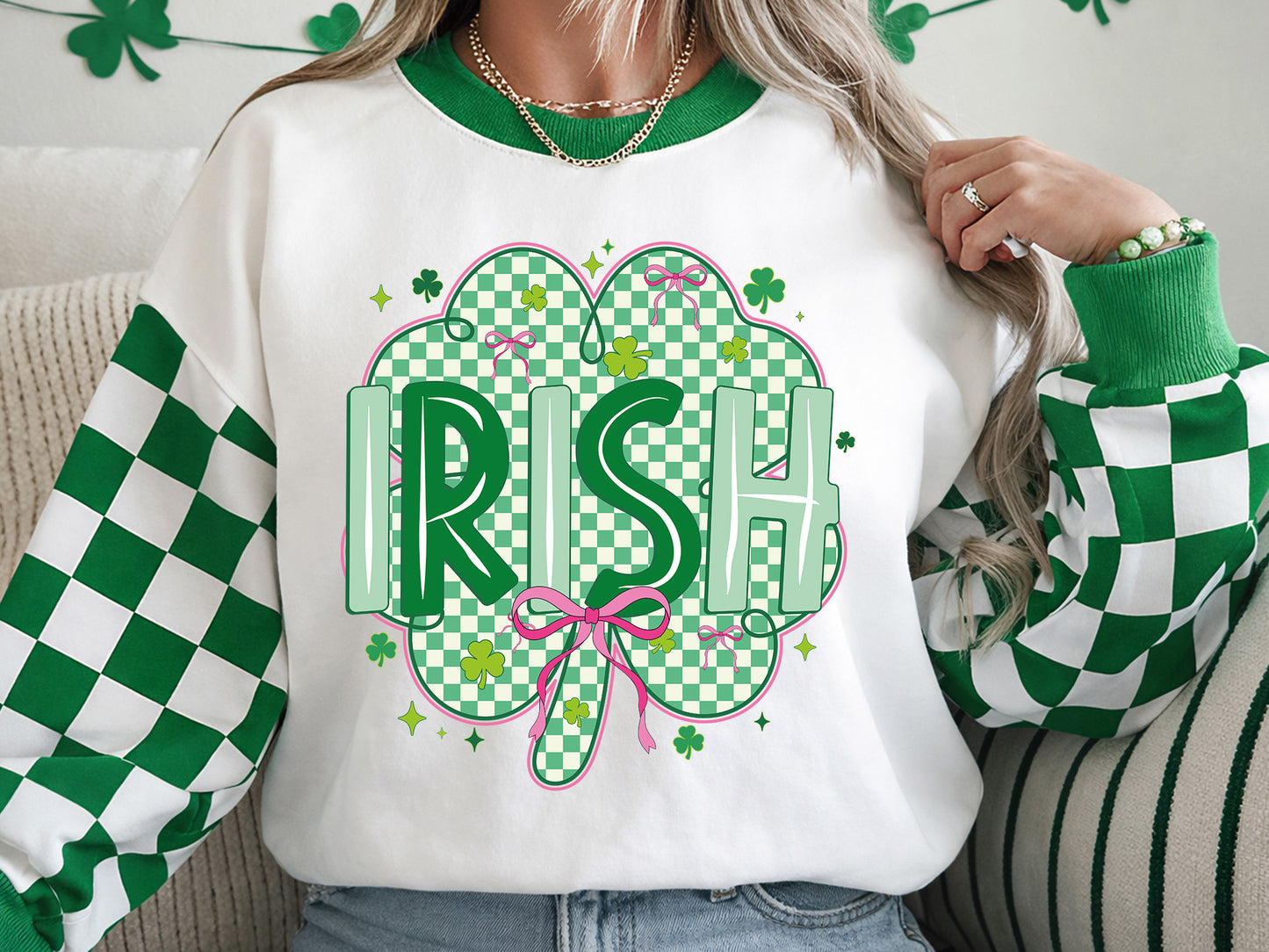 Preppy Irish Clover St Patrick's Day PNG Sublimation