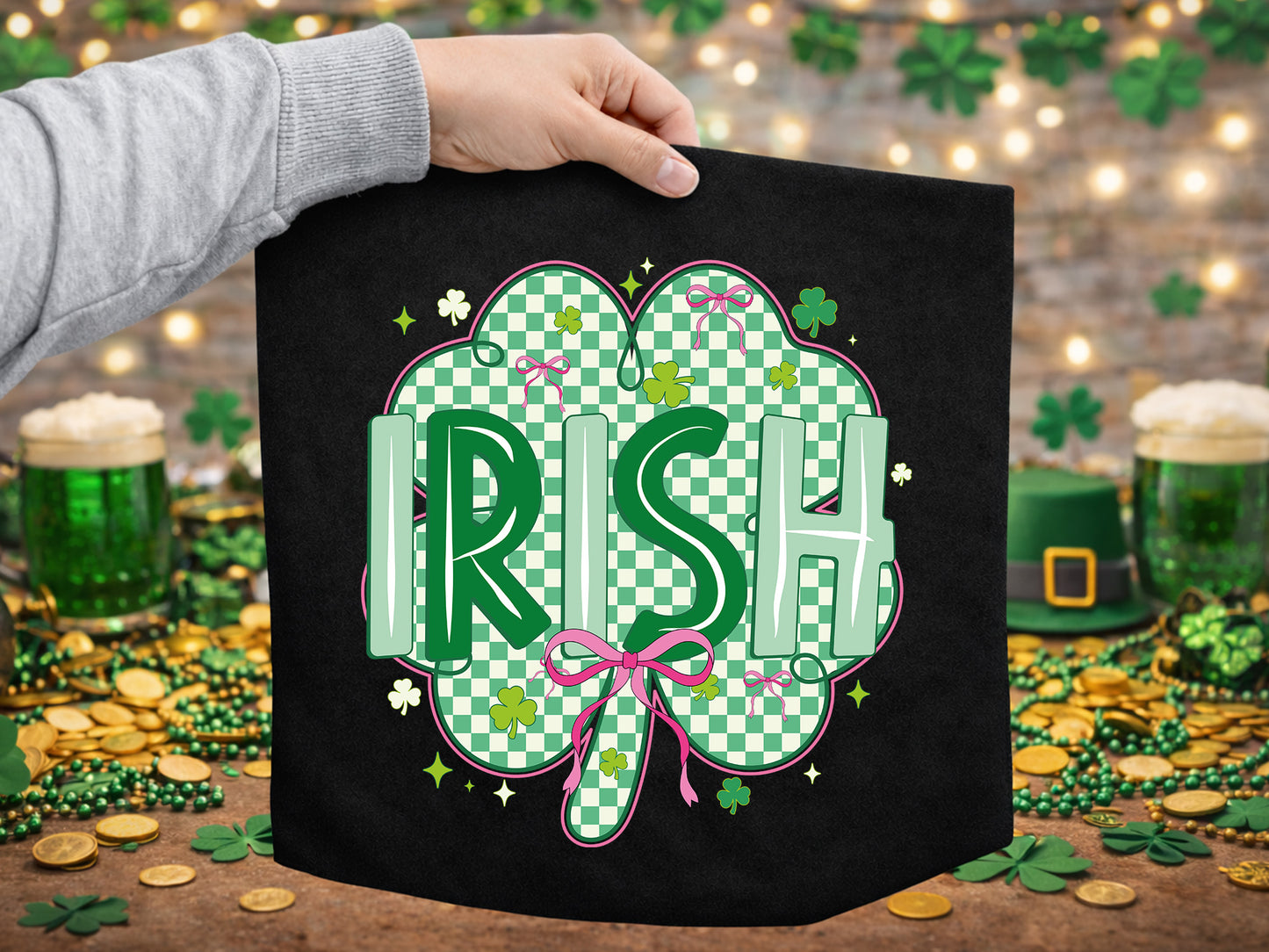 Preppy Irish Clover St Patrick's Day PNG Sublimation
