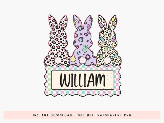Preppy Leopard Easter Bunny Monogram PNG