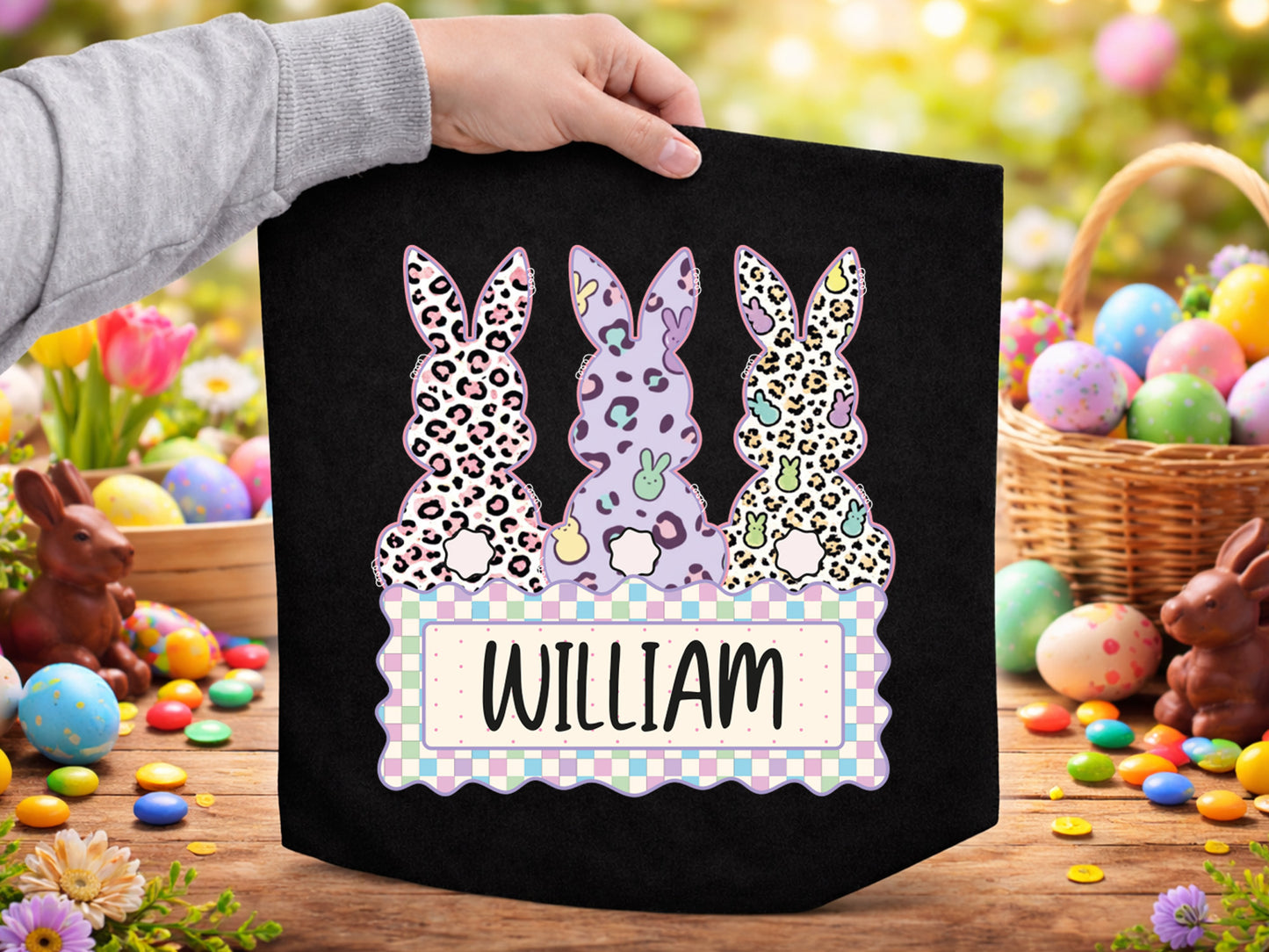 Preppy Leopard Easter Bunny Monogram PNG