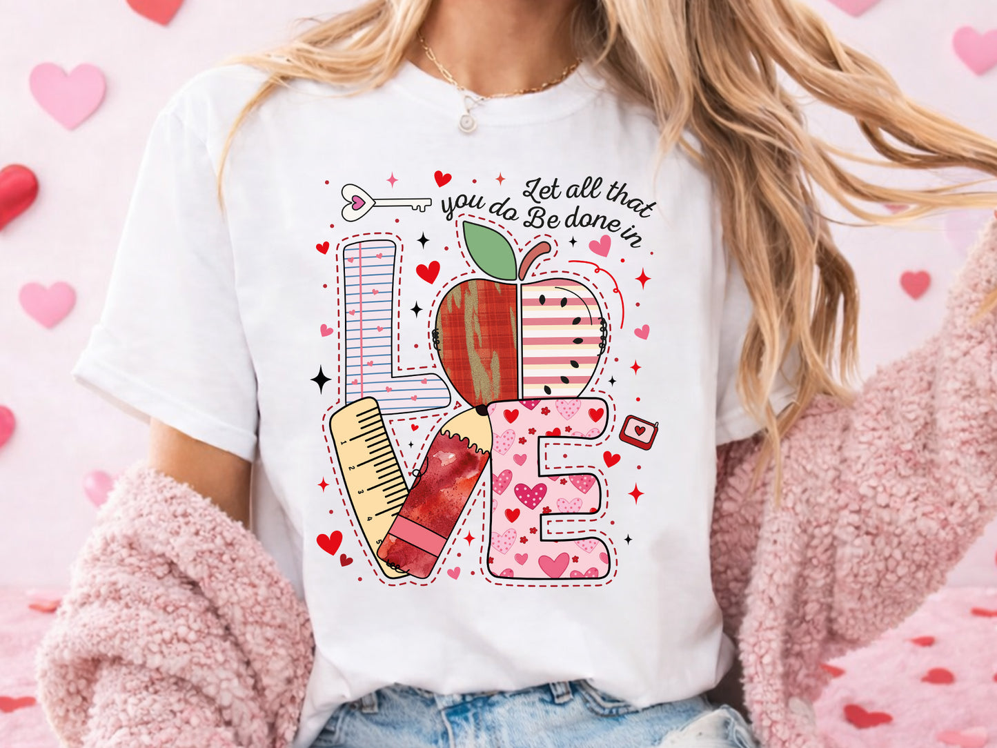 Preppy Let All That You Do Be Done in Love Valentine PNG