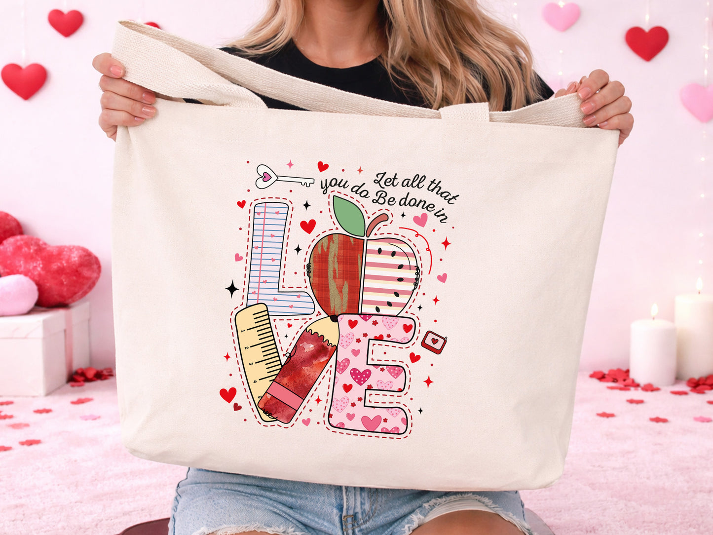 Preppy Let All That You Do Be Done in Love Valentine PNG