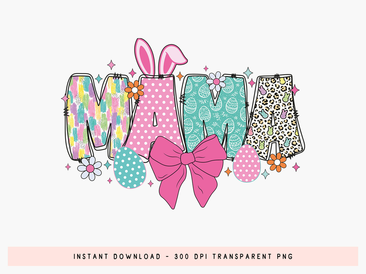 Preppy Mama Easter Sublimation Design