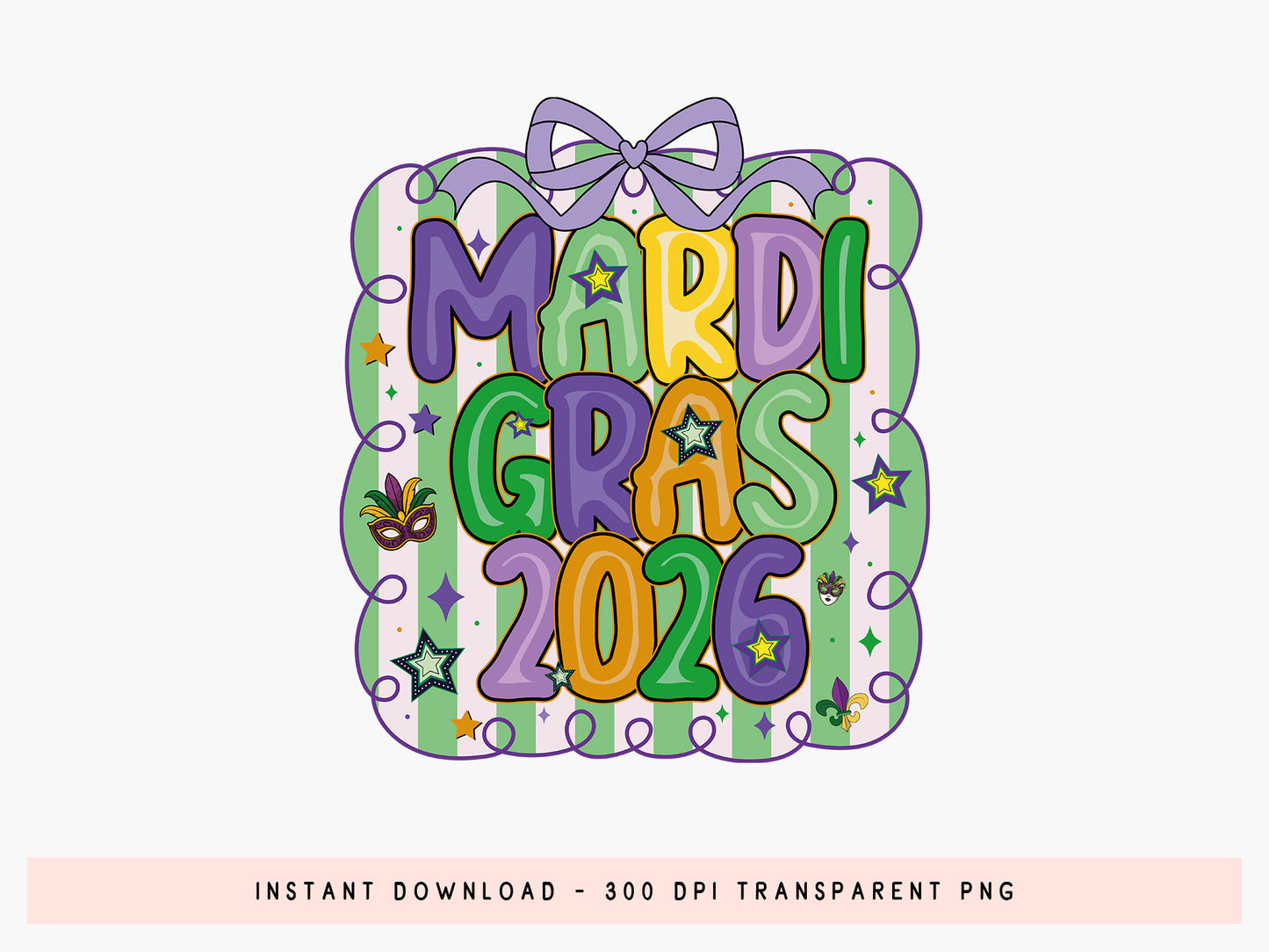 Preppy Mardi Gras 2026 Sublimation Design