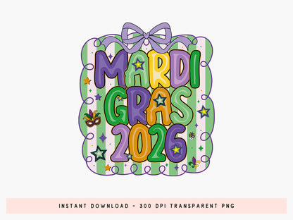 Preppy Mardi Gras 2026 Sublimation Design