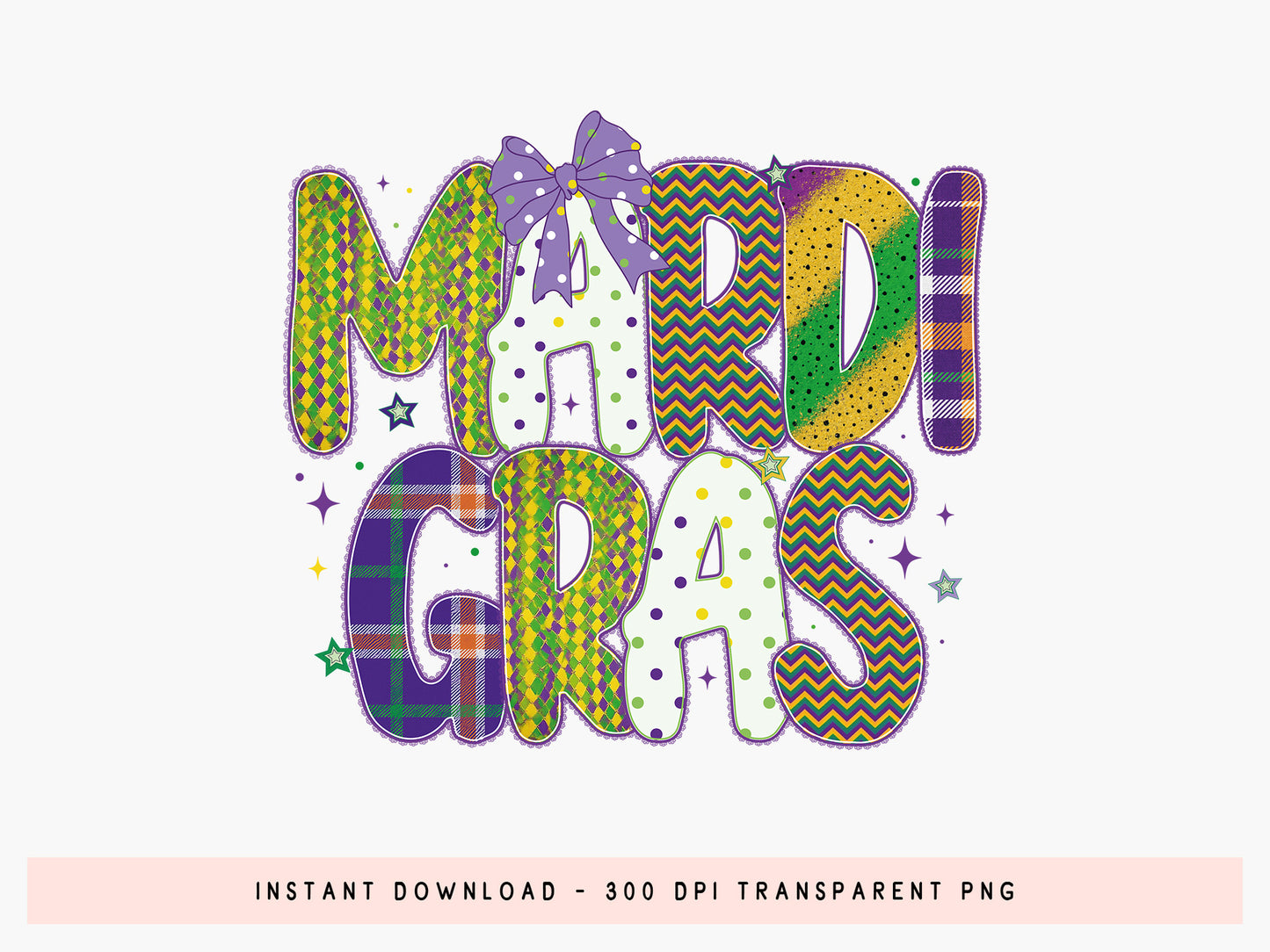 Preppy Mardi Gras Sublimation Design