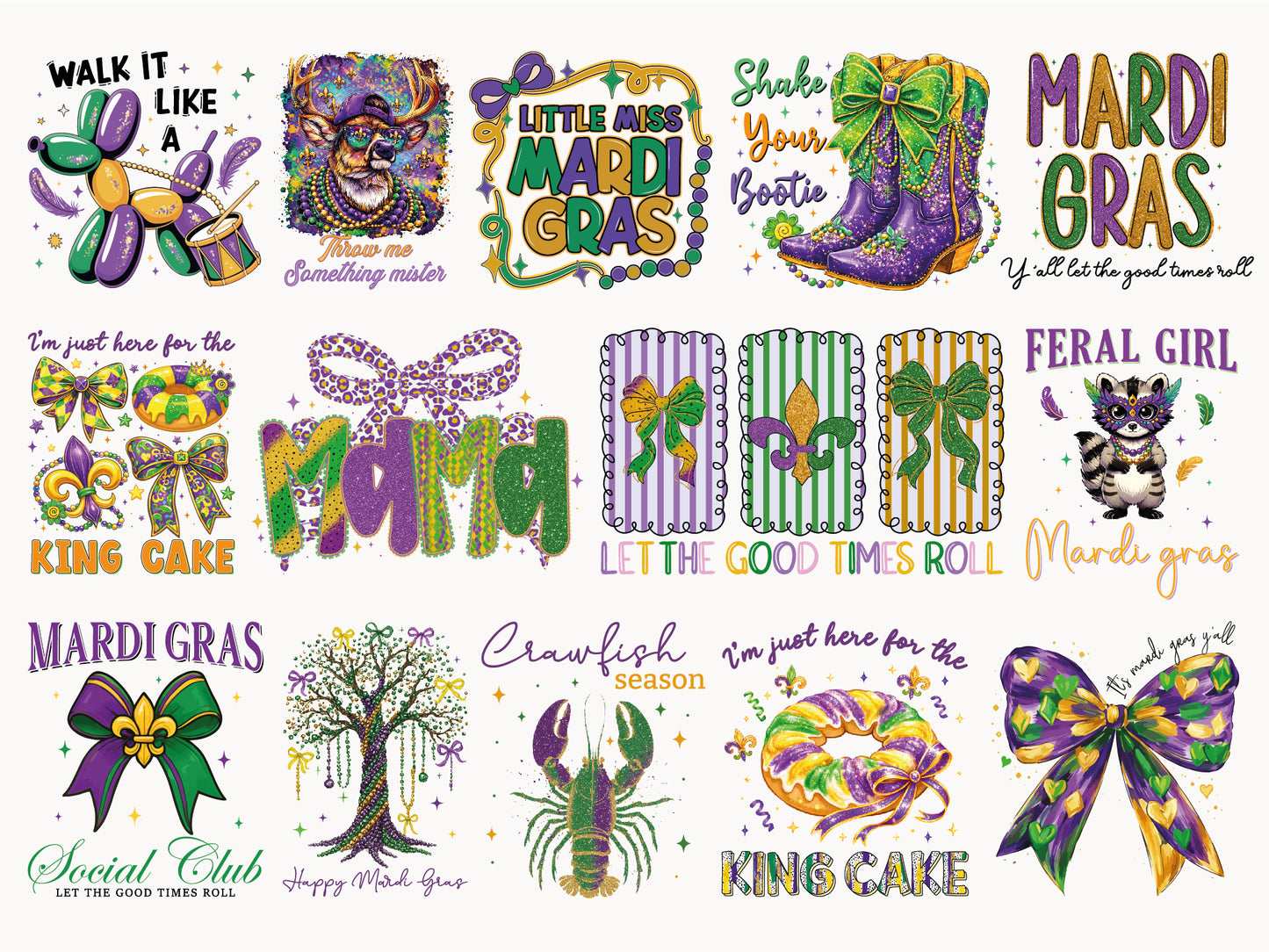 Preppy Mardi Gras Sublimation Designs Bundle