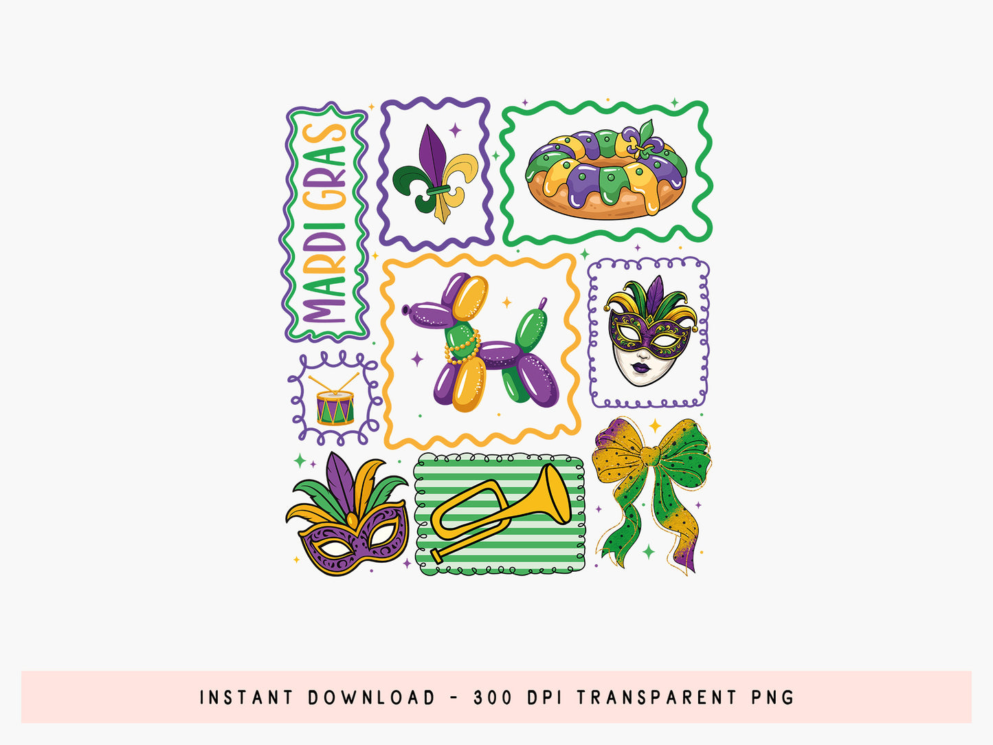 Preppy Mardi Gras Sublimation Transfer