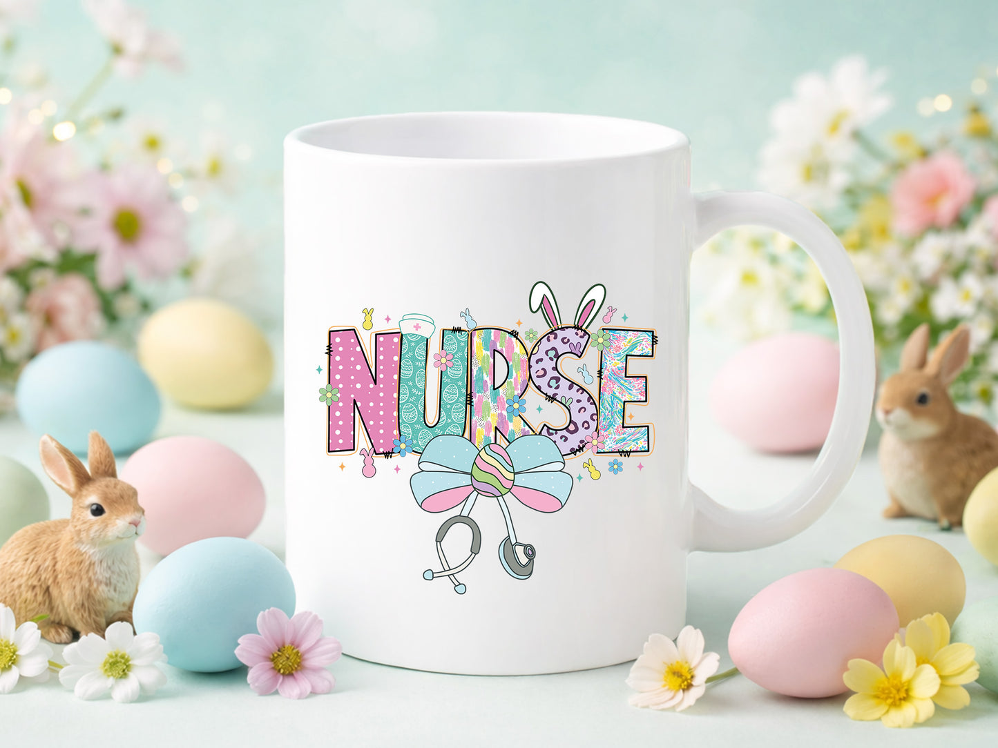 Preppy Nurse Easter Sublimation Design
