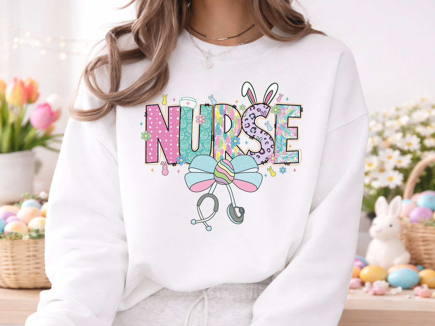 Preppy Nurse Easter Sublimation Design