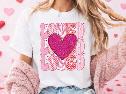 Preppy Retro Loved Valentine Sublimation Design