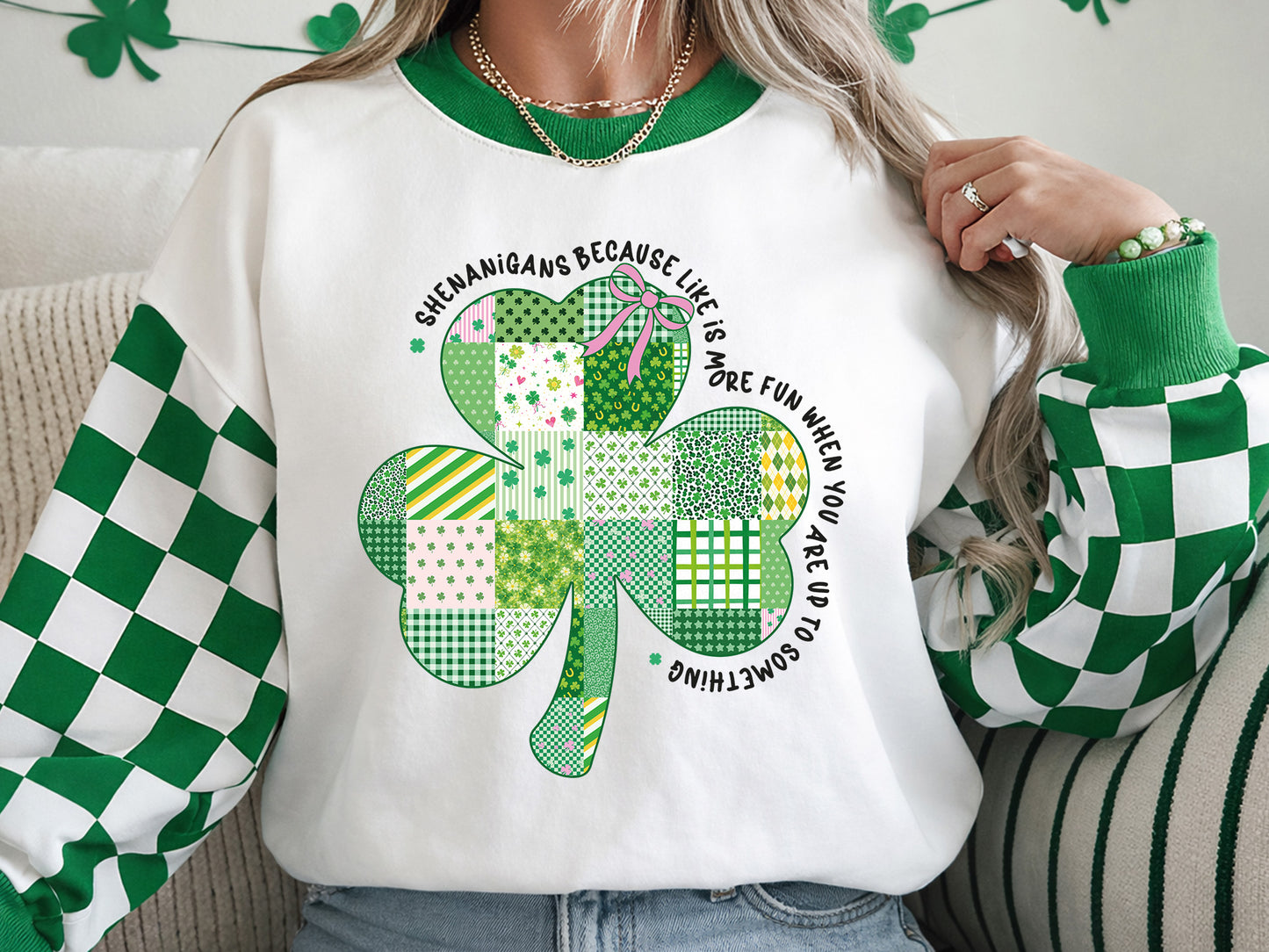 Preppy St Patrick's Day Clover Sublimation PNG
