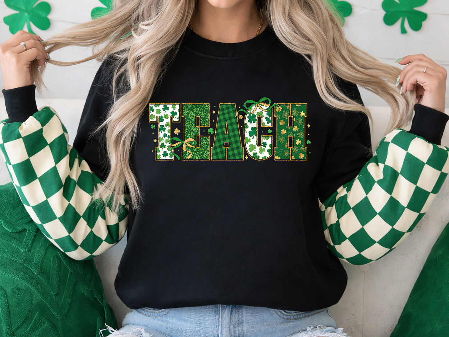 Preppy Teach St Patrick's Day Sublimation PNG