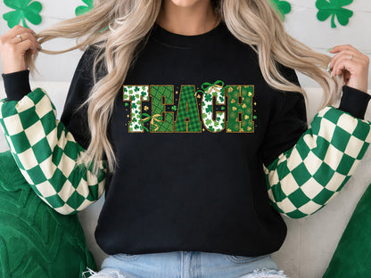 Preppy Teach St Patrick's Day Sublimation PNG
