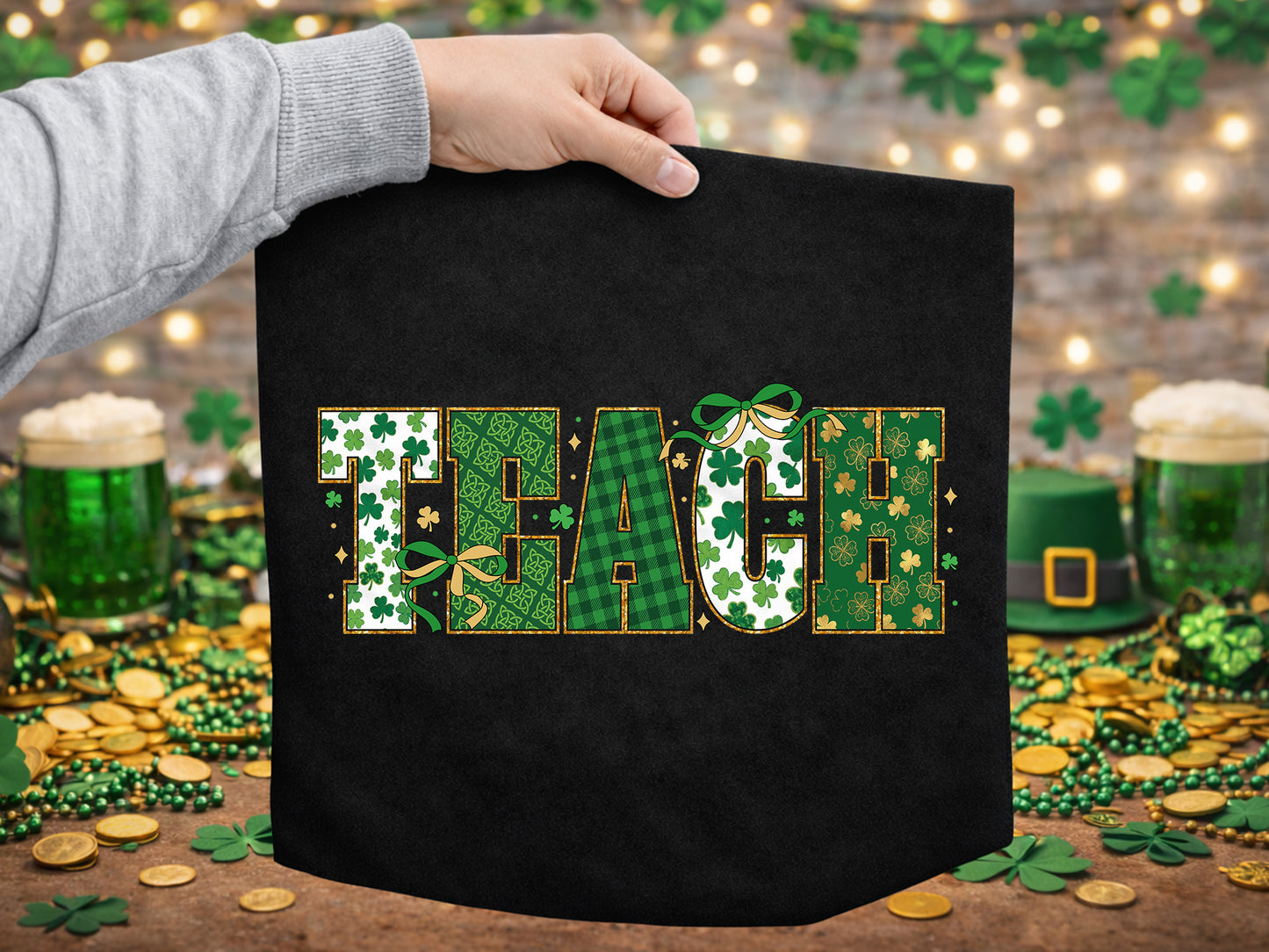 Preppy Teach St Patrick's Day Sublimation PNG
