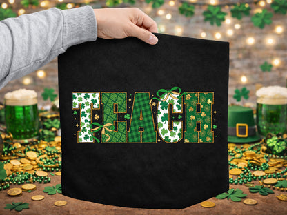 Preppy Teach St Patrick's Day Sublimation PNG