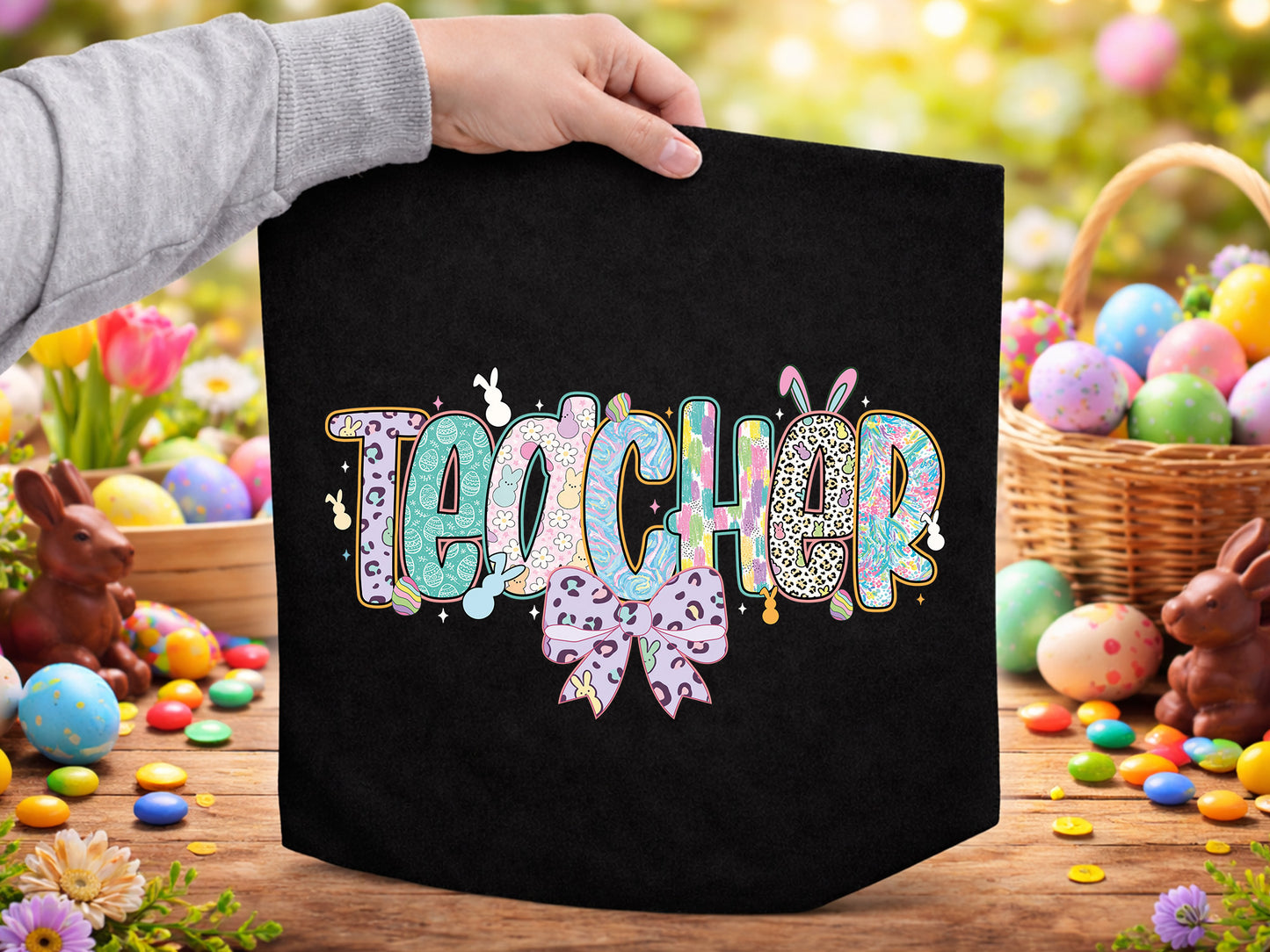 Preppy Teacher Easter Sublimation Design
