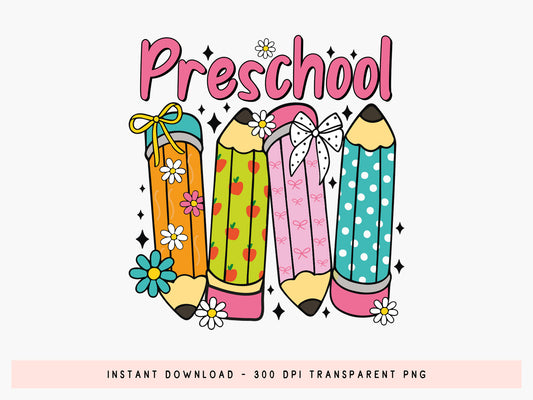 Preschool, Back to School Preppy PNG Sublimation