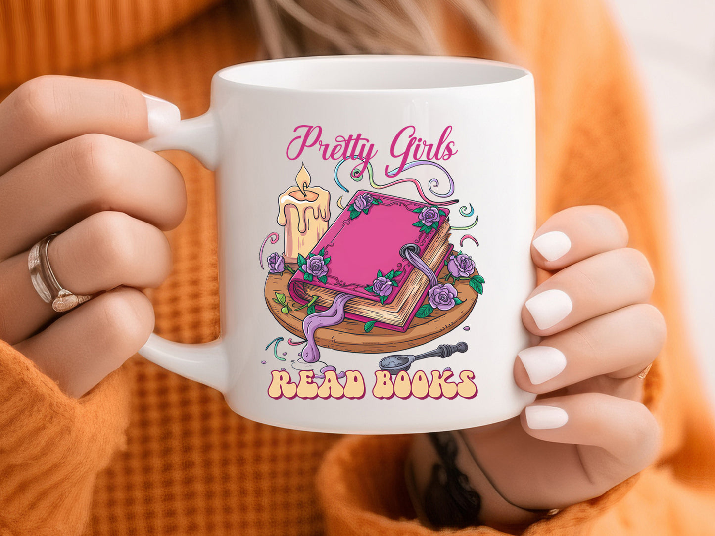 Pretty Girls Read Books - Halloween Pink Sublimation PNG