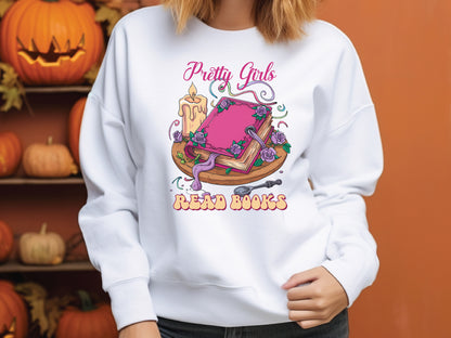 Pretty Girls Read Books - Halloween Pink Sublimation PNG