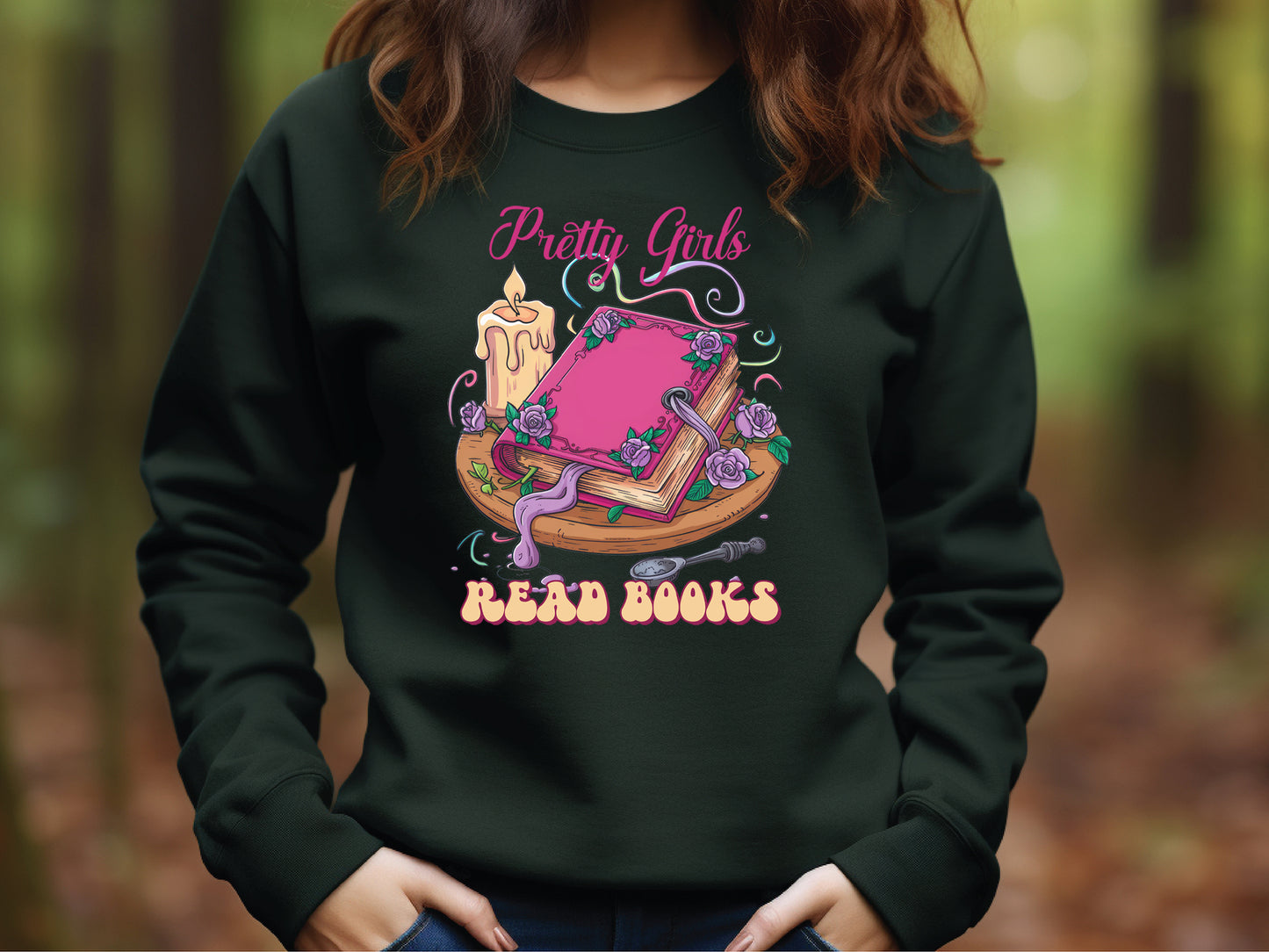 Pretty Girls Read Books - Halloween Pink Sublimation PNG