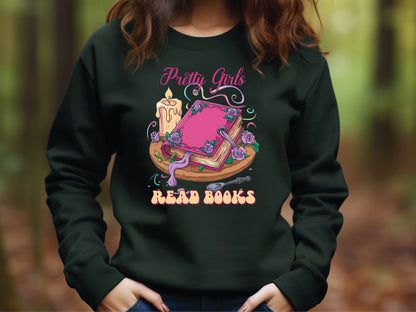 Pretty Girls Read Books - Halloween Pink Sublimation PNG