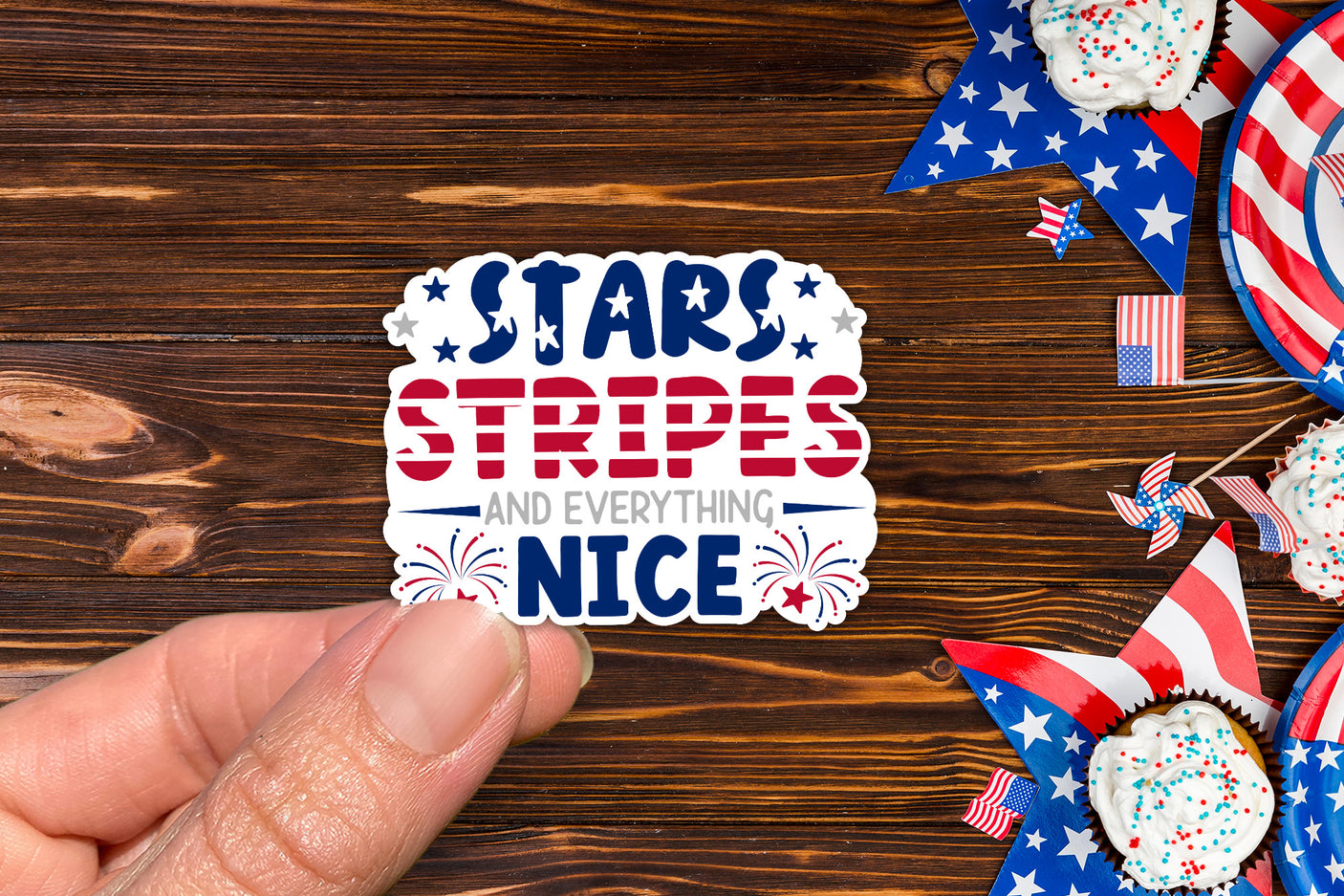 4th of July Sticker, Stars Stripes and everything nice