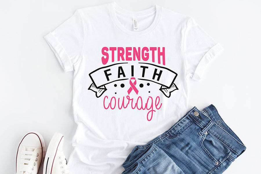 Strength Faith Courage | Breast Cancer SVG