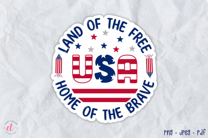 4th of July Printable Sticker - USA PNG