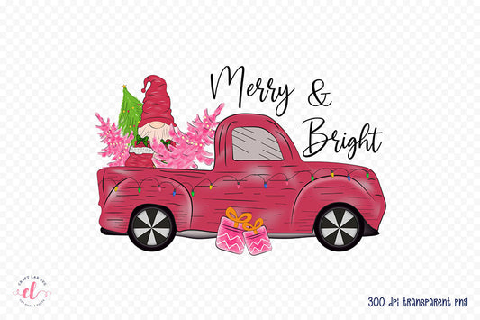 Merry & Bright PNG | Pink Christmas Sublimation