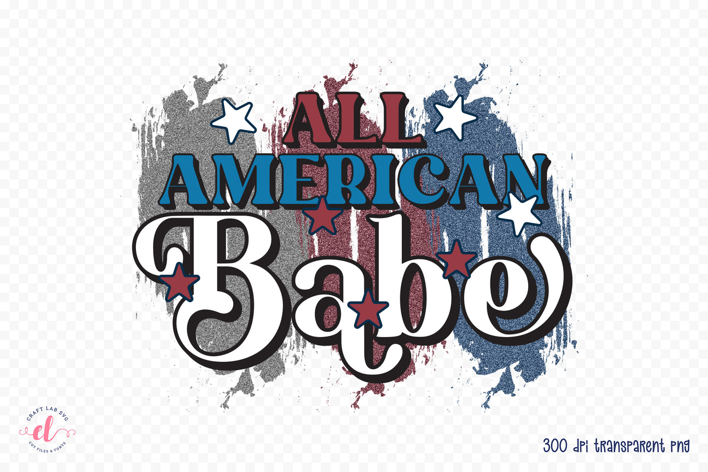 Retro 4th of July PNG, All American Babe