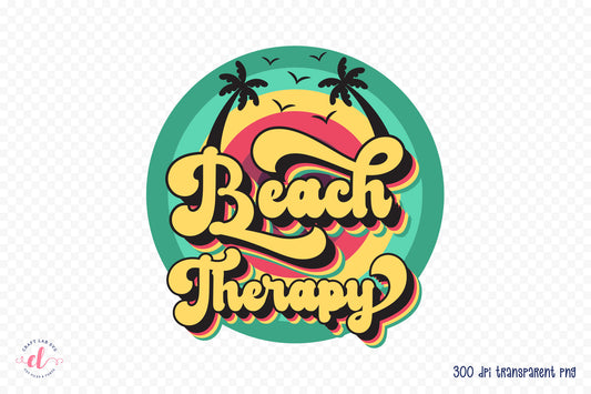 Retro Summer Sublimation, Beach Therapy PNG