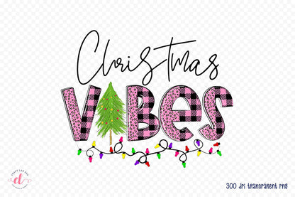 Christmas Vibes PNG, Pink Christmas Sublimation