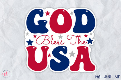 4th of July Sticker, God Bless the USA