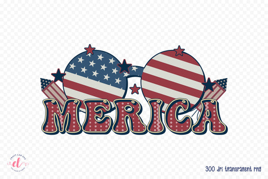 4th of July Retro Sublimation - Merica PNG