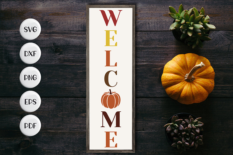 Welcome SVG - Fall Vertical Sign SVG