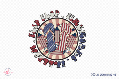 Retro 4th of July PNG, Flip Flop Fireworks Freedom