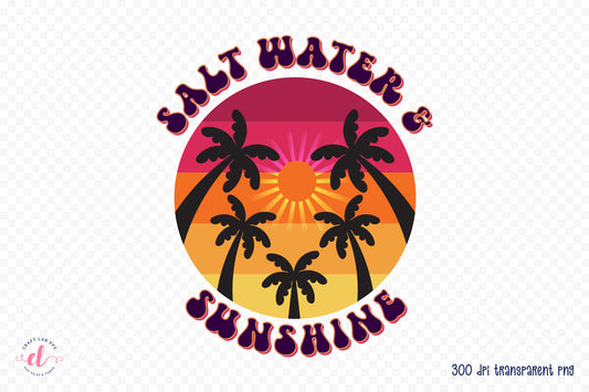 Retro Summer Sublimation - Salt Water & Sunshine PNG