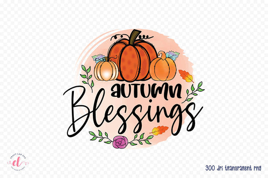 Thanksgiving Sublimation Design - Autumn Blessings PNG